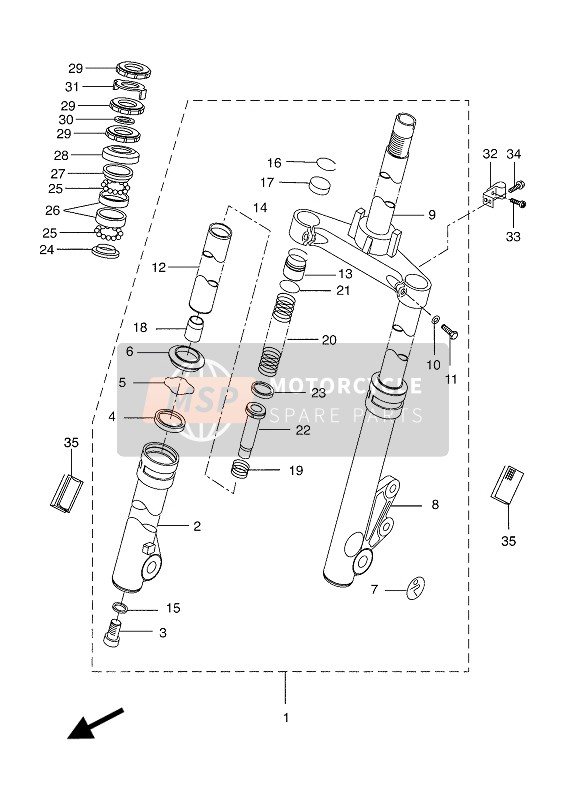 Yamaha CW50 BWS 2004 Forcella anteriore per un 2004 Yamaha CW50 BWS